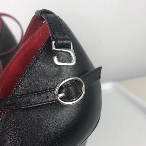 NWOB Shoes of Prey Stiletto Platform Heel Open Toe Ankle Strap Leather Black 10 - Picture 12 of 14